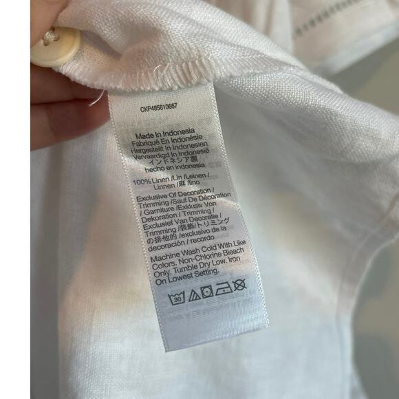 Madewell Cassie Button-Front Midi Dress in Linen White Size XXS - Picture 8 of 10